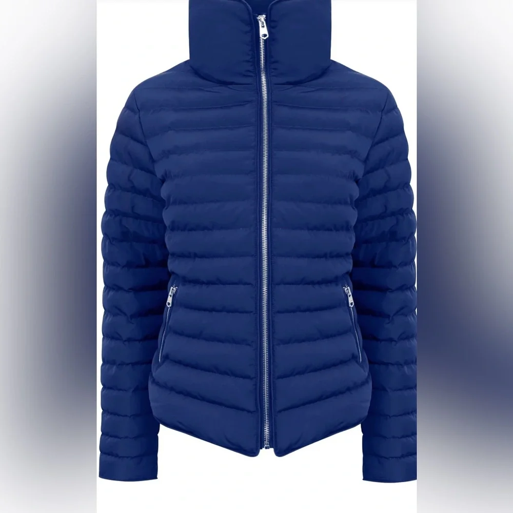 HONEY FUNNEL NECK QUILTED JACKET IN MAZARINE BLUE - TOKYO LAUNDRY - Picture 1 of 11
